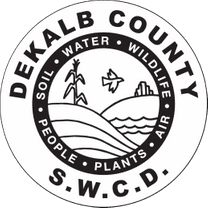 Dekalb County SWCD logo with nature elements.
